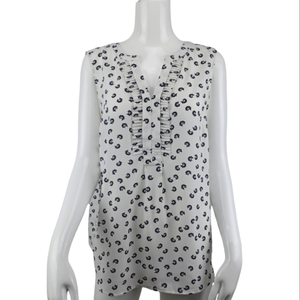 Talbots Sleevless Shell Vneck Ruffle Front - image 1